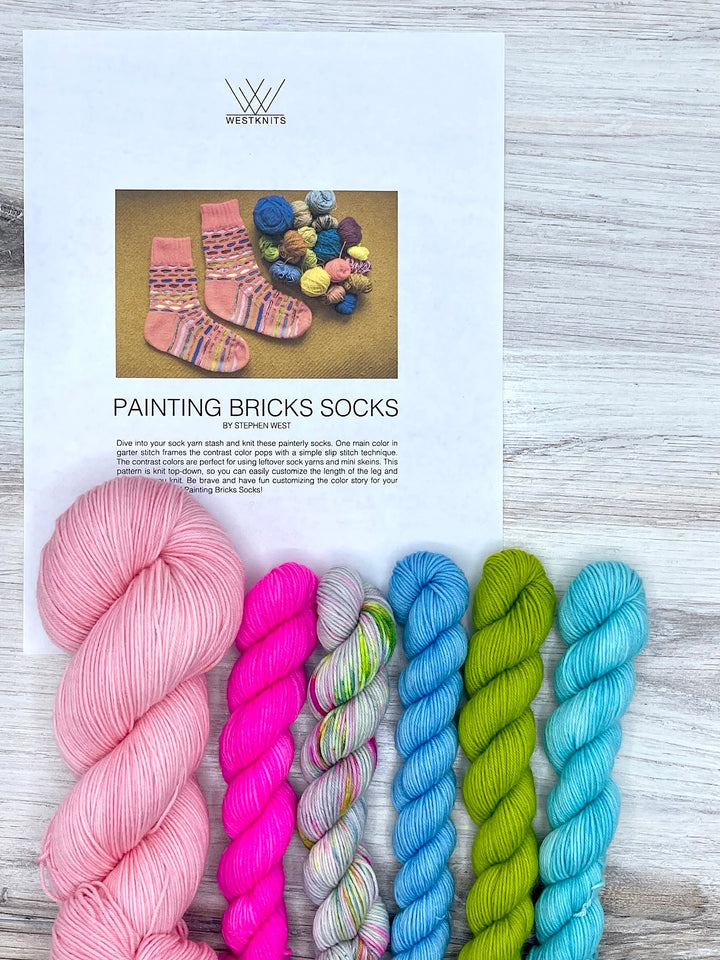 Stephen West Painting Bricks Sock Kits in BAAH Footloose