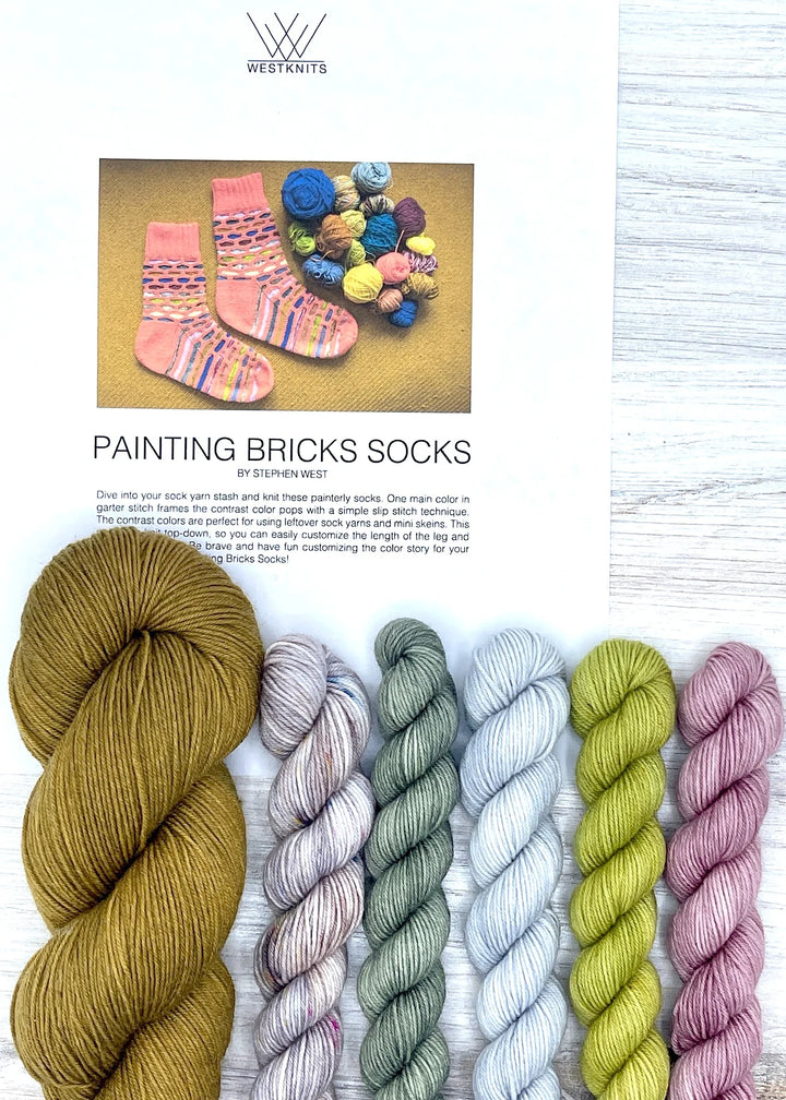 Stephen West Painting Bricks Sock Kits in BAAH Footloose