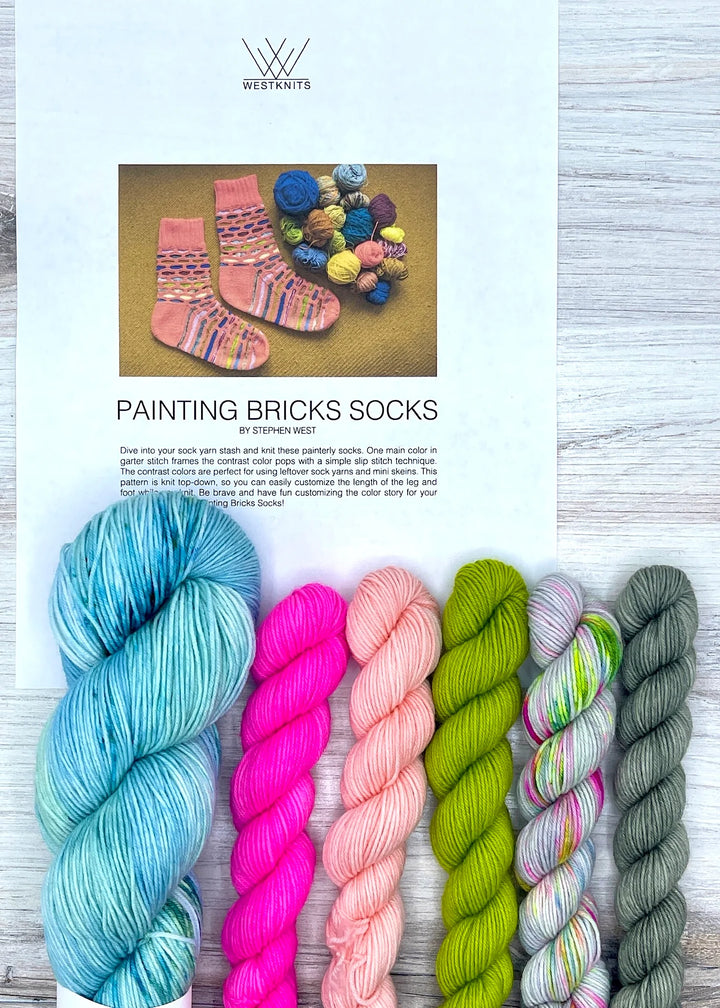 Stephen West Painting Bricks Sock Kits in BAAH Footloose