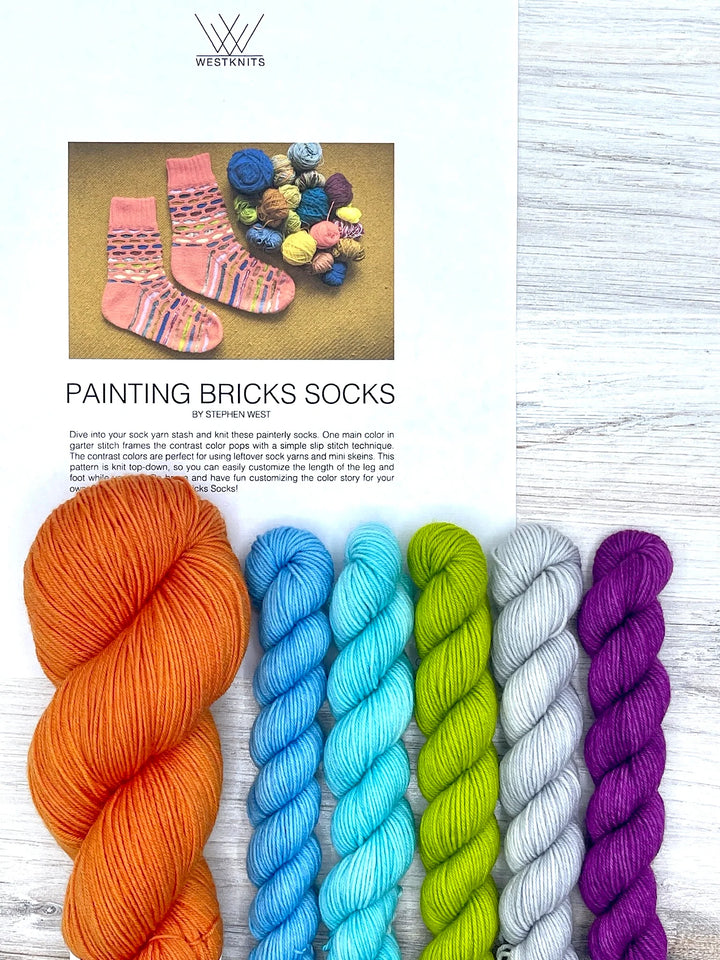 Stephen West Painting Bricks Sock Kits in BAAH Footloose